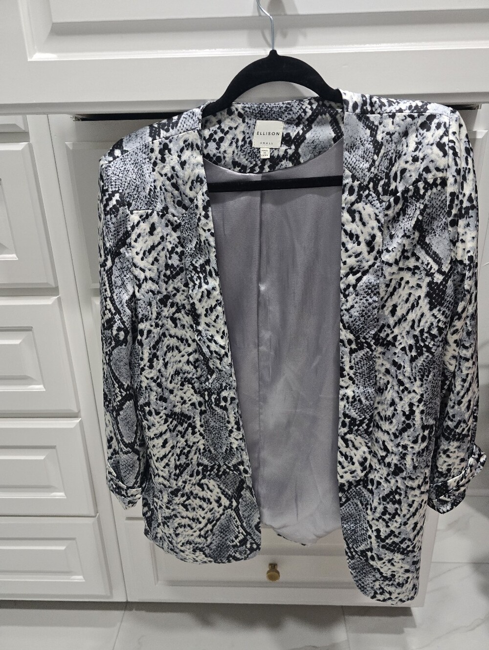 Ellison Snake Print Open Front Blazer Small